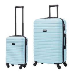 BlockTravel kofferset 2 delig ABS ruimbagage en handbagage 29 en 74 liter - inbouw TSA slot - licht blauw