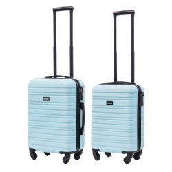 BlockTravel kofferset 2 delig ABS handbagage met wielen afneembaar 29 en 39 liter - inbouw TSA slot - licht blauw