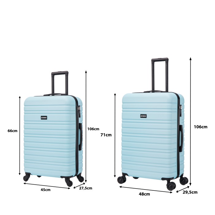 BlockTravel kofferset 2 delig ABS ruimbagage met dubbele wielen 74 en 95 liter - inbouw TSA slot - licht blauw