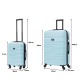 BlockTravel kofferset 2 delig ABS ruimbagage en handbagage 39 en 74 liter - inbouw TSA slot - licht blauw