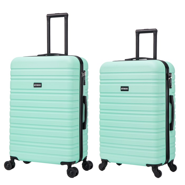 BlockTravel kofferset 2 delig ABS ruimbagage met dubbele wielen 74 en 95 liter - inbouw TSA slot - mint groen