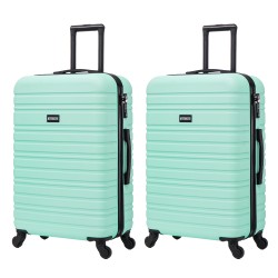 BlockTravel kofferset 2 delig ABS ruimbagage met wielen afneembaar 74 liter - inbouw TSA slot - lichtgewicht - mint groen