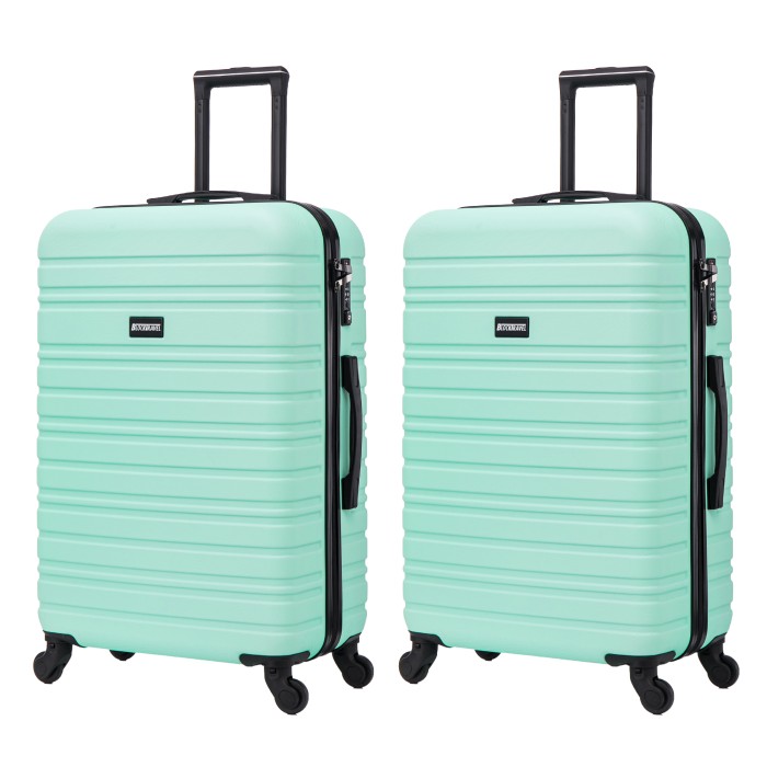 BlockTravel kofferset 2 delig ABS ruimbagage met wielen afneembaar 74 liter - inbouw TSA slot - lichtgewicht - mint groen