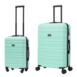 BlockTravel kofferset 2 delig ABS ruimbagage en handbagage 39 en 95 liter - inbouw TSA slot - mint groen