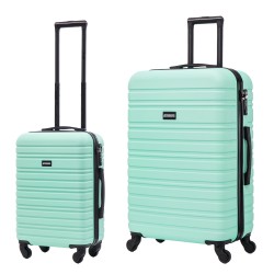 BlockTravel kofferset 2 delig ABS ruimbagage en handbagage 39 en 74 liter - inbouw TSA slot - mint groen