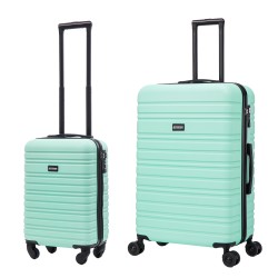 BlockTravel kofferset 2 delig ABS ruimbagage en handbagage 29 en 95 liter - inbouw TSA slot - mint groen