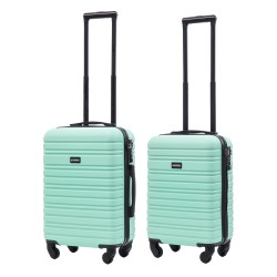 BlockTravel kofferset 2 delig ABS handbagage met wielen afneembaar 29 en 39 liter - inbouw TSA slot - mint groen