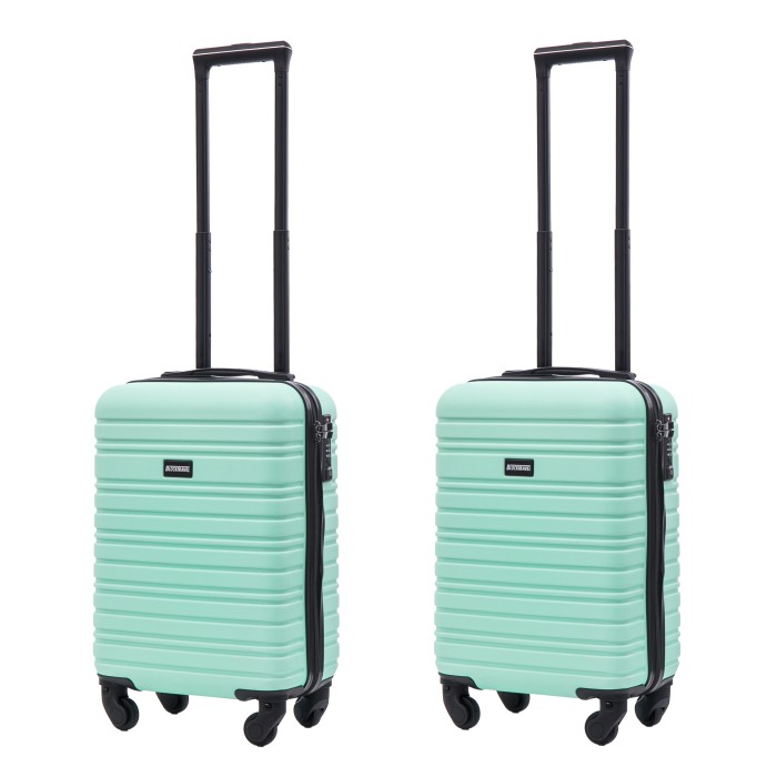 BlockTravel kofferset 2 delig ABS handbagage met wielen afneembaar 29 liter - inbouw TSA slot - lichtgewicht - mint groen