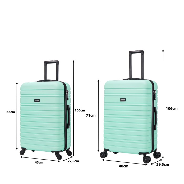 BlockTravel kofferset 2 delig ABS ruimbagage met dubbele wielen 74 en 95 liter - inbouw TSA slot - mint groen