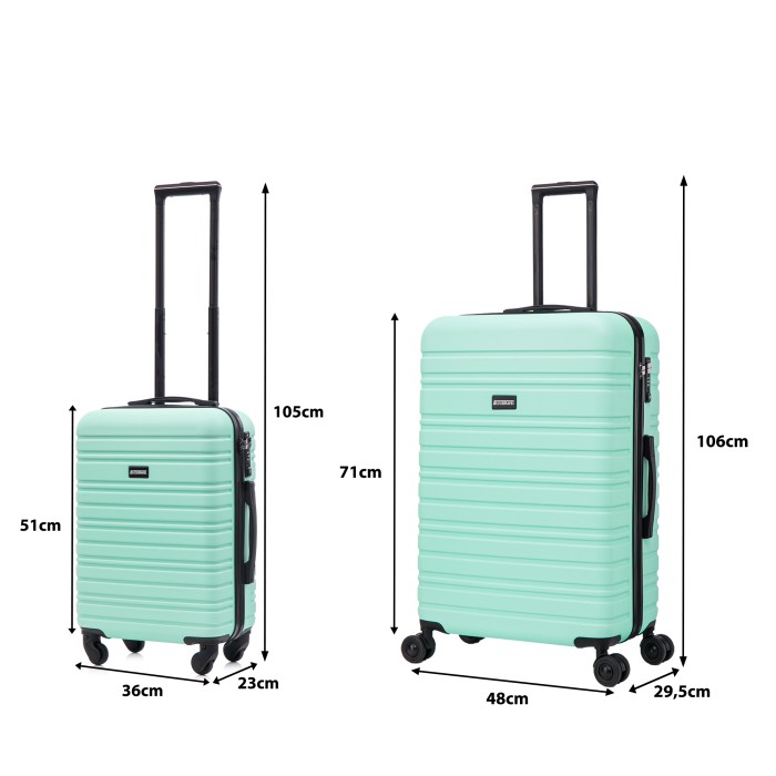 BlockTravel kofferset 2 delig ABS ruimbagage en handbagage 39 en 95 liter - inbouw TSA slot - mint groen