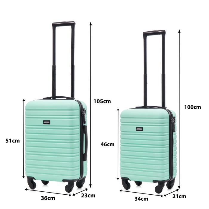 BlockTravel kofferset 2 delig ABS handbagage met wielen afneembaar 29 en 39 liter - inbouw TSA slot - mint groen