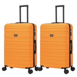 BlockTravel kofferset 2 delig ABS ruimbagage met dubbele wielen 95 liter - inbouw TSA slot - lichtgewicht - oranje