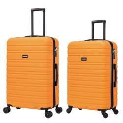 BlockTravel kofferset 2 delig ABS ruimbagage met dubbele wielen 74 en 95 liter - inbouw TSA slot - oranje