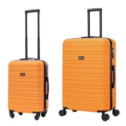 BlockTravel kofferset 2 delig ABS ruimbagage en handbagage 39 en 95 liter - inbouw TSA slot - oranje