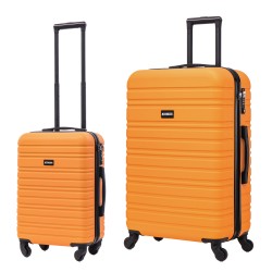 BlockTravel kofferset 2 delig ABS ruimbagage en handbagage 39 en 74 liter - inbouw TSA slot - oranje