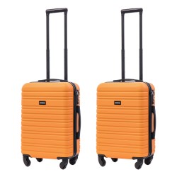 BlockTravel kofferset 2 delig ABS handbagage met wielen afneembaar 39 liter - inbouw TSA slot - lichtgewicht - oranje