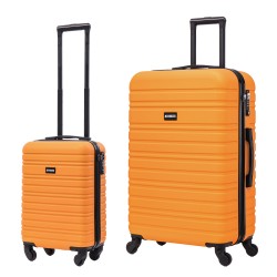 BlockTravel kofferset 2 delig ABS ruimbagage en handbagage 29 en 74 liter - inbouw TSA slot - oranje