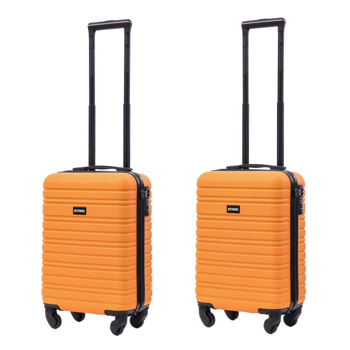 BlockTravel kofferset 2 delig ABS handbagage met wielen afneembaar 29 liter - inbouw TSA slot - lichtgewicht - oranje