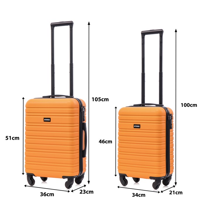 BlockTravel kofferset 2 delig ABS handbagage met wielen afneembaar 29 en 39 liter - inbouw TSA slot - oranje