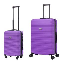 BlockTravel kofferset 2 delig ABS ruimbagage en handbagage 39 en 95 liter - inbouw TSA slot - paars