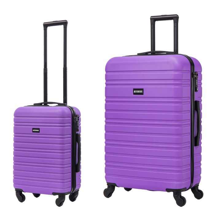 BlockTravel kofferset 2 delig ABS ruimbagage en handbagage 39 en 74 liter - inbouw TSA slot - paars