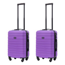 BlockTravel kofferset 2 delig ABS handbagage met wielen afneembaar 39 liter - inbouw TSA slot - lichtgewicht - paars