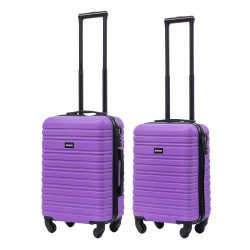 BlockTravel kofferset 2 delig ABS handbagage met wielen afneembaar 29 en 39 liter - inbouw TSA slot - paars