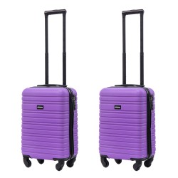 BlockTravel kofferset 2 delig ABS handbagage met wielen afneembaar 29 liter - inbouw TSA slot - lichtgewicht - paars