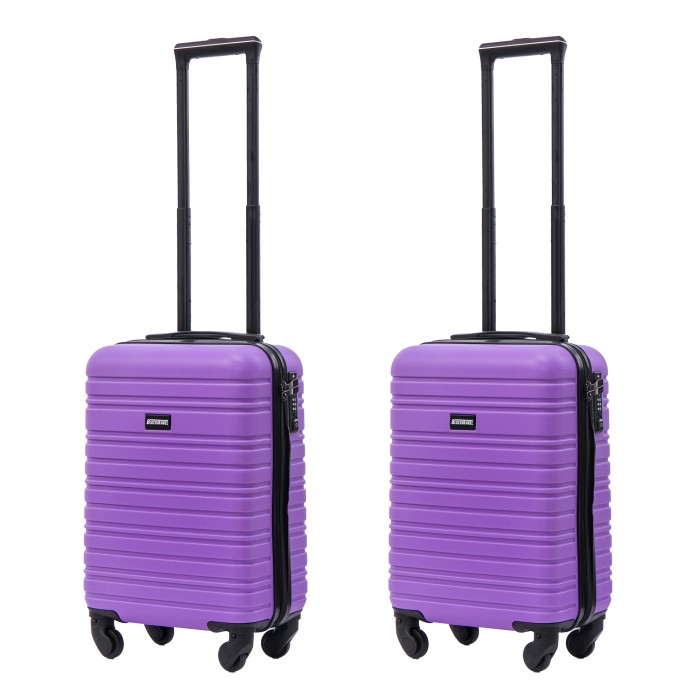 BlockTravel kofferset 2 delig ABS handbagage met wielen afneembaar 29 liter - inbouw TSA slot - lichtgewicht - paars