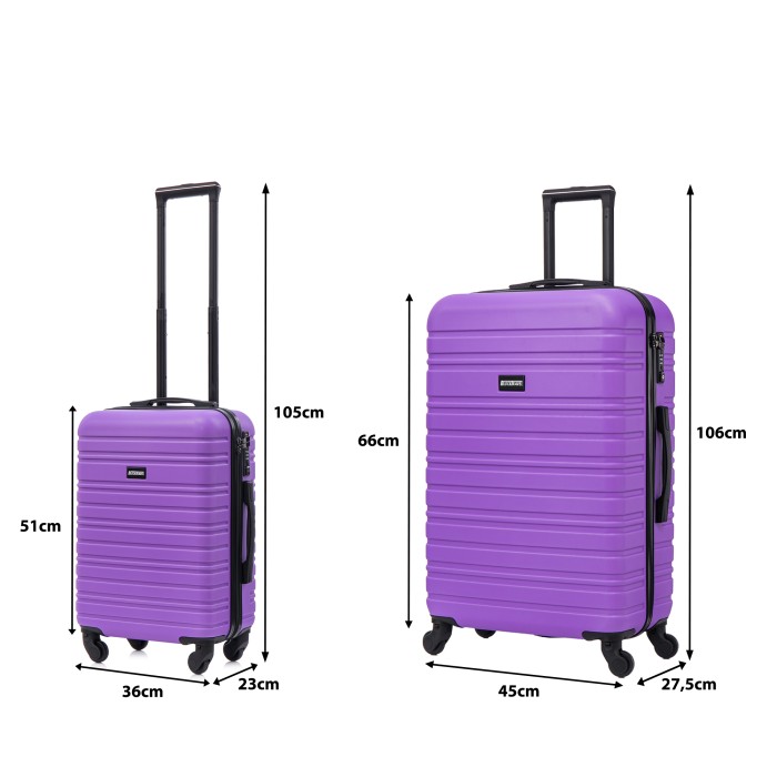 BlockTravel kofferset 2 delig ABS ruimbagage en handbagage 39 en 74 liter - inbouw TSA slot - paars