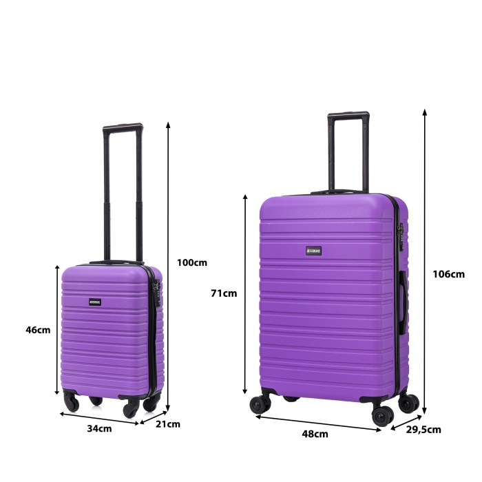 BlockTravel kofferset 2 delig ABS ruimbagage en handbagage 29 en 95 liter - inbouw TSA slot - paars