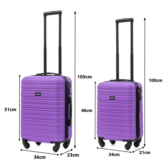 BlockTravel kofferset 2 delig ABS handbagage met wielen afneembaar 29 en 39 liter - inbouw TSA slot - paars