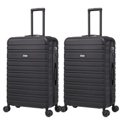 BlockTravel kofferset 2 delig ABS ruimbagage met dubbele wielen 95 liter - inbouw TSA slot - lichtgewicht - zwart