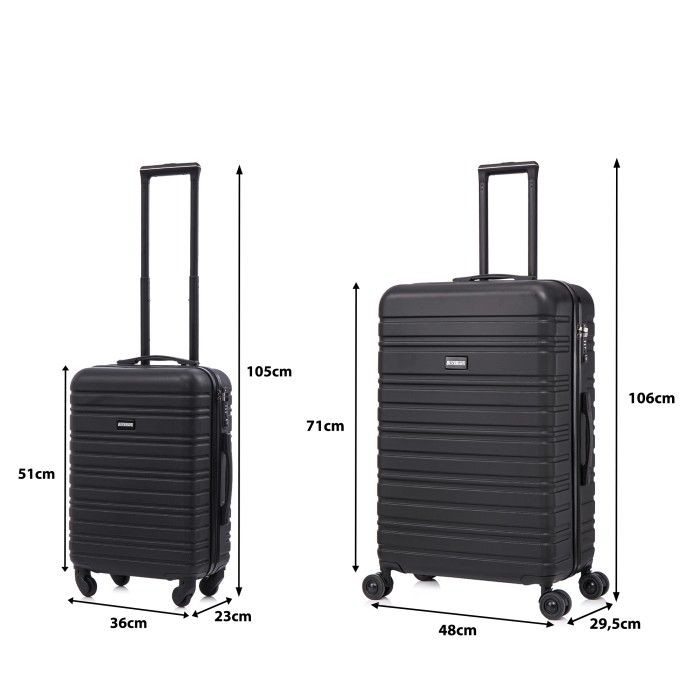 BlockTravel kofferset 2 delig ABS ruimbagage en handbagage 39 en 95 liter - inbouw TSA slot - zwart