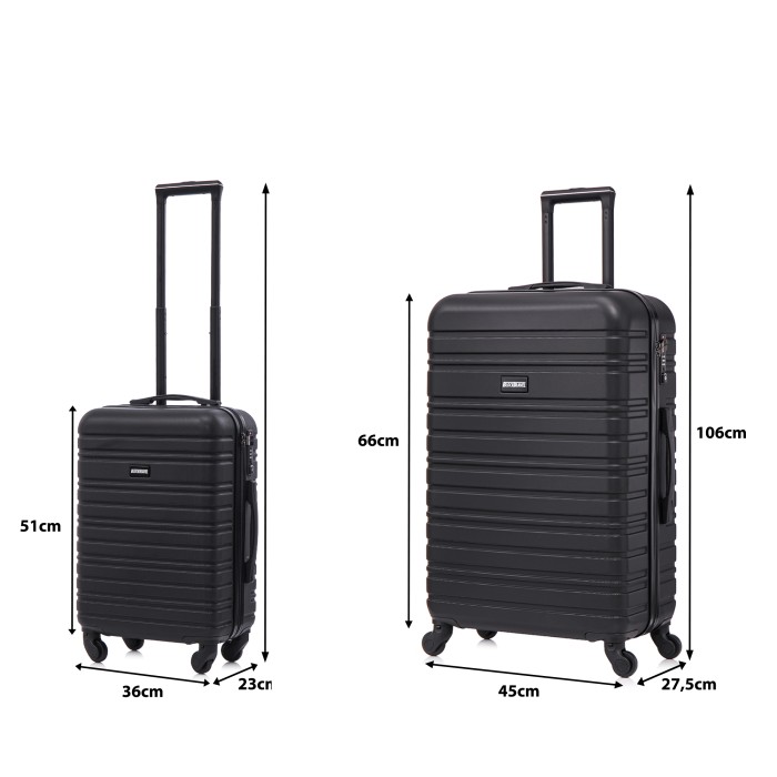 BlockTravel kofferset 2 delig ABS ruimbagage en handbagage 39 en 74 liter - inbouw TSA slot - zwart