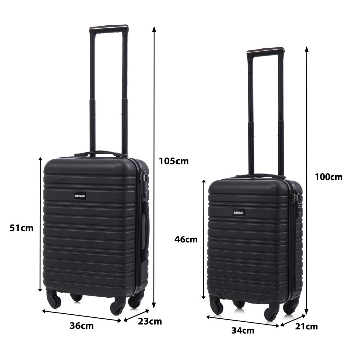 BlockTravel kofferset 4 delig ABS ruimbagage en handbagage 29 39 74 en 95 liter - inbouw TSA slot - zwart 