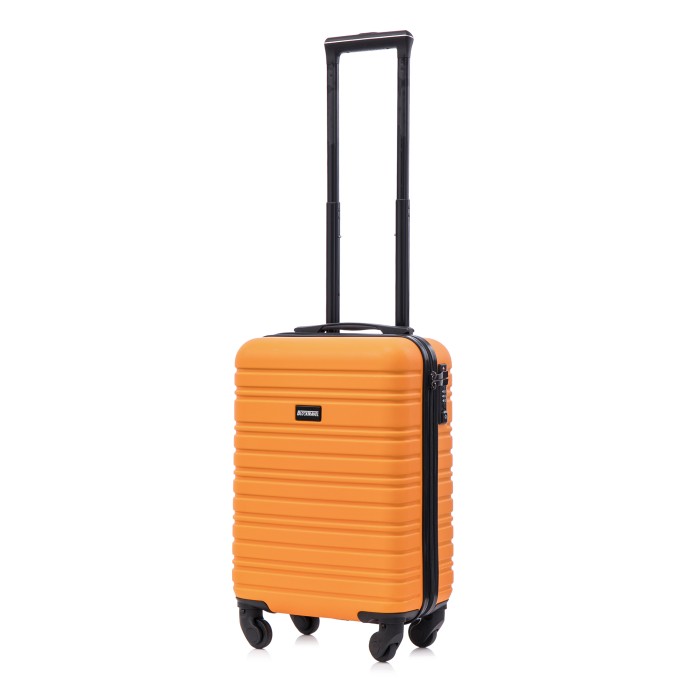 BlockTravel kofferset 2 delig ABS handbagage met wielen afneembaar 29 liter - inbouw TSA slot - licht blauw - oranje