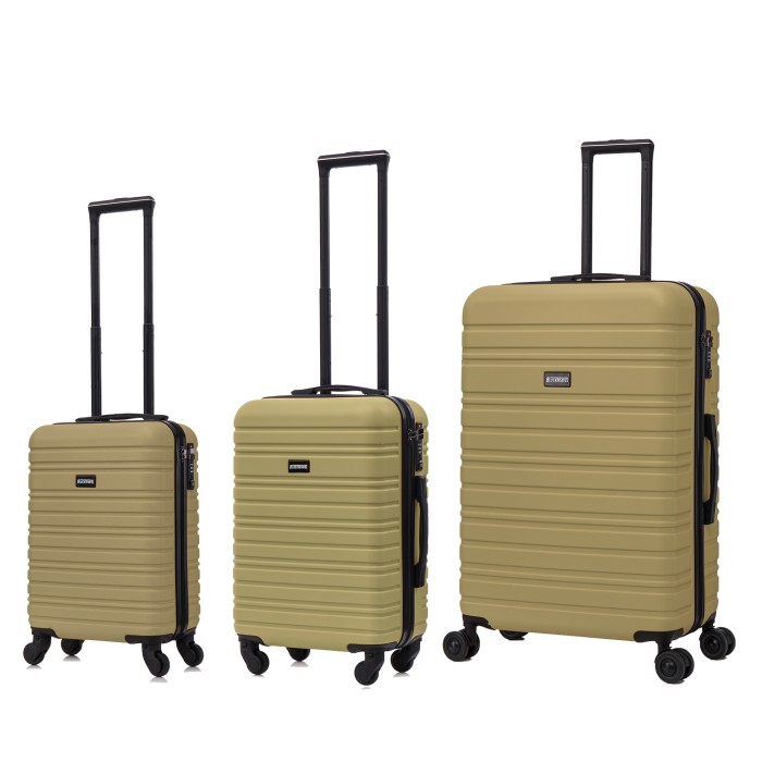 BlockTravel kofferset 3 delig ABS ruimbagage en handbagage 29 39 en 95 liter - inbouw TSA slot - olijf groen