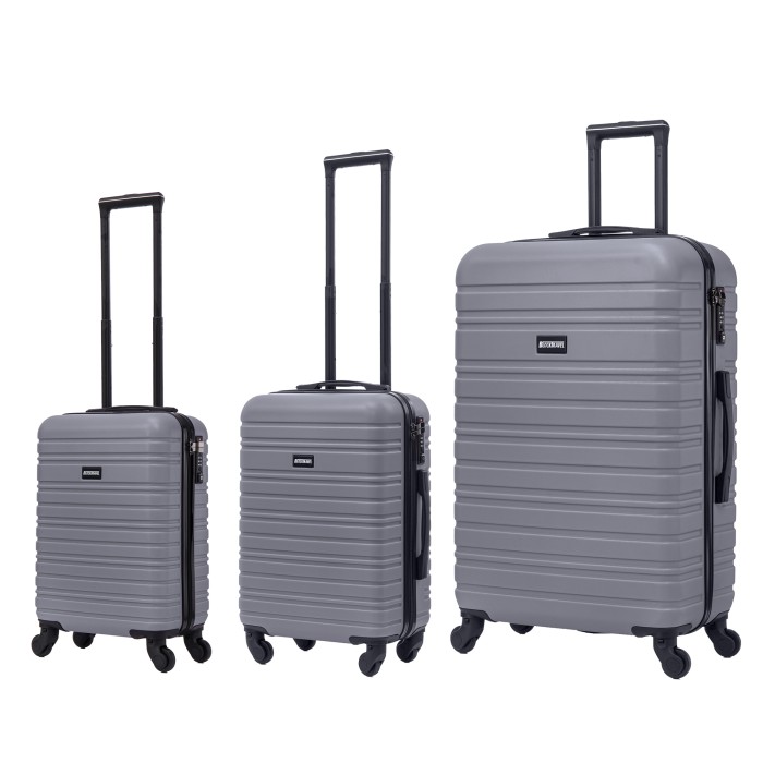 BlockTravel kofferset 3 delig ABS ruimbagage en handbagage 29 39 en 74 liter - inbouw TSA slot - grijs