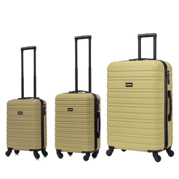 BlockTravel kofferset 3 delig ABS ruimbagage en handbagage 29 39 en 74 liter - inbouw TSA slot - olijf groen