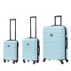 BlockTravel kofferset 3 delig ABS ruimbagage en handbagage 29 39 en 74 liter - inbouw TSA slot - licht blauw