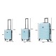 BlockTravel kofferset 3 delig ABS ruimbagage en handbagage 29 39 en 74 liter - inbouw TSA slot - licht blauw