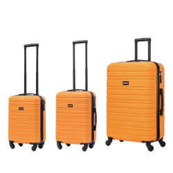 BlockTravel kofferset 3 delig ABS ruimbagage en handbagage 29 39 en 74 liter - inbouw TSA slot - oranje