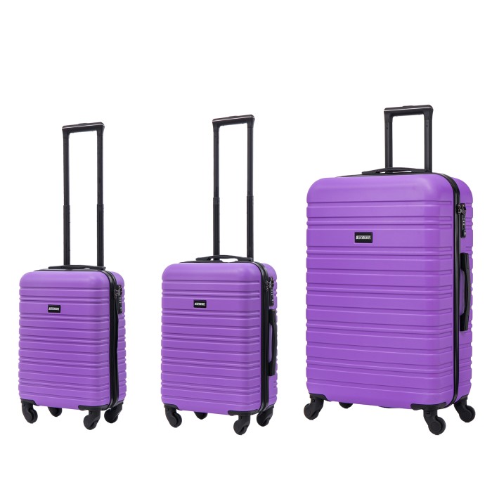 BlockTravel kofferset 3 delig ABS ruimbagage en handbagage 29 39 en 74 liter - inbouw TSA slot - paars