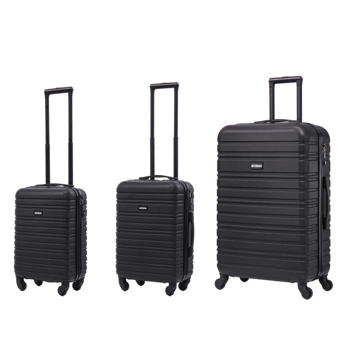 BlockTravel kofferset 3 delig ABS ruimbagage en handbagage 29 39 en 74 liter - inbouw TSA slot - zwart