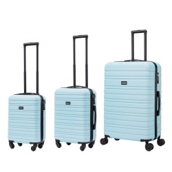 BlockTravel kofferset 3 delig ABS ruimbagage en handbagage 29 39 en 95 liter - inbouw TSA slot - licht blauw