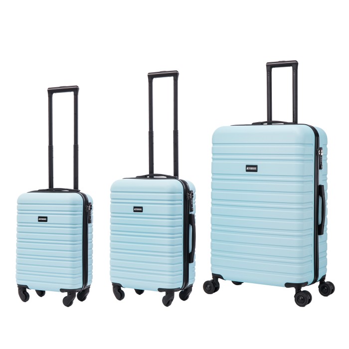 BlockTravel kofferset 3 delig ABS ruimbagage en handbagage 29 39 en 95 liter - inbouw TSA slot - licht blauw