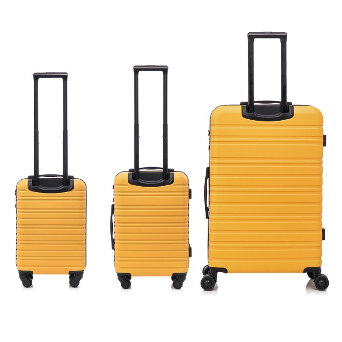 BlockTravel kofferset 3 delig ABS ruimbagage en handbagage 29 39 en 95 liter - inbouw TSA slot - geel