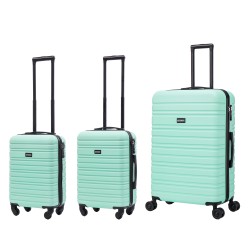 BlockTravel kofferset 3 delig ABS ruimbagage en handbagage 29 39 en 95 liter - inbouw TSA slot - mintgroen