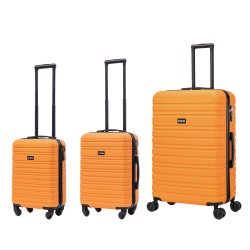 BlockTravel kofferset 3 delig ABS ruimbagage en handbagage 29 39 en 95 liter - inbouw TSA slot - oranje